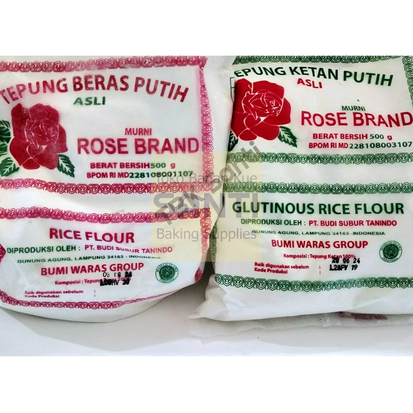 

Rose Brand | Tepung Beras Putih Tepung Ketan Putih / Rice Flour Glutinous Rice Flour | 500 Gram