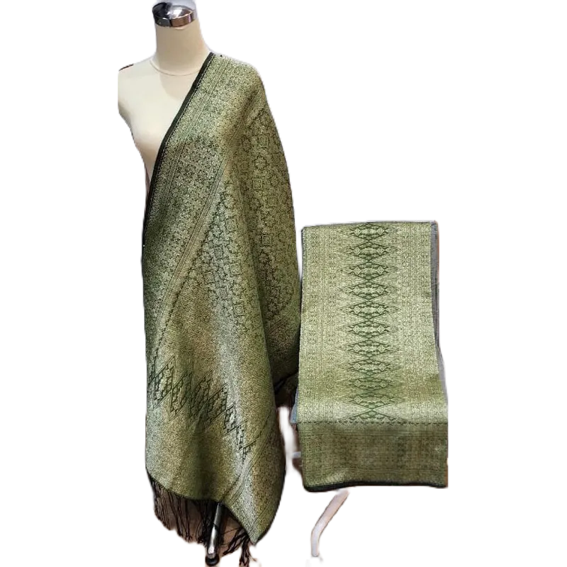 Kain Songket Medan Tumtuman berlian Warna Hijau Gold