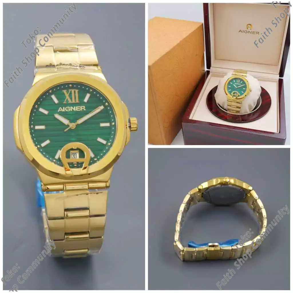 JAM TANGAN AIGNER PARMA PRIA TERBARU TANGGAL AKTIF RANTAI ANTI KARAT