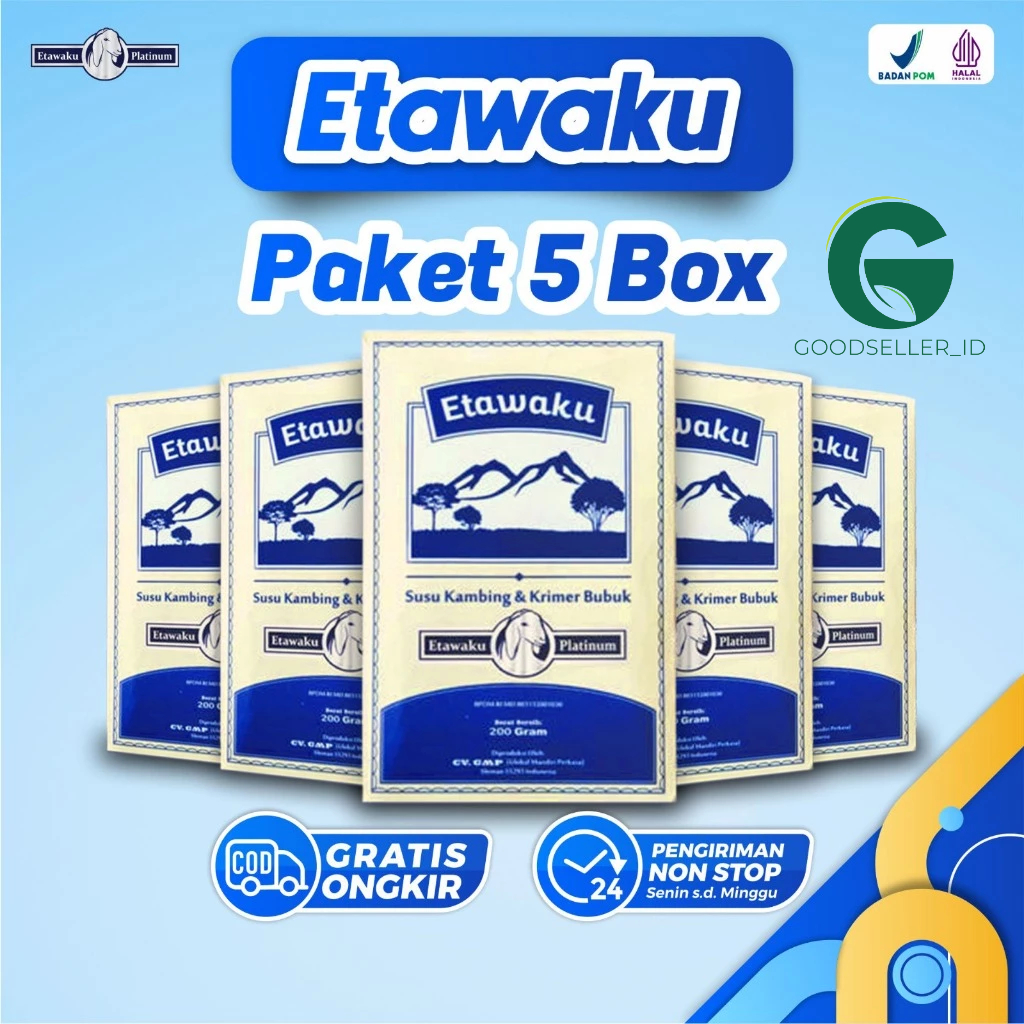 

Paket 5 Box Etawaku Platinum Susu Kambing Etawa Murni Dengan Krimer Nabati Solusi Atasi Masalah Pernafasan Isi 200 Gram Goodselelr_id