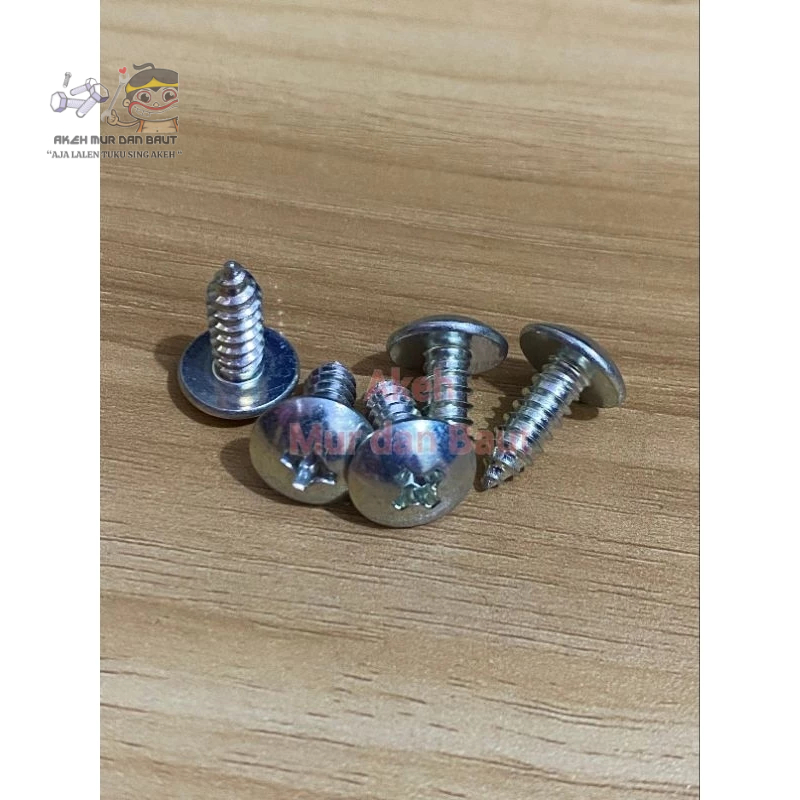 Baut TSAT Sekrup Skrup Body M6x16 Lancip / Baut Skrup Sekrup M6x16 Lancip Putih