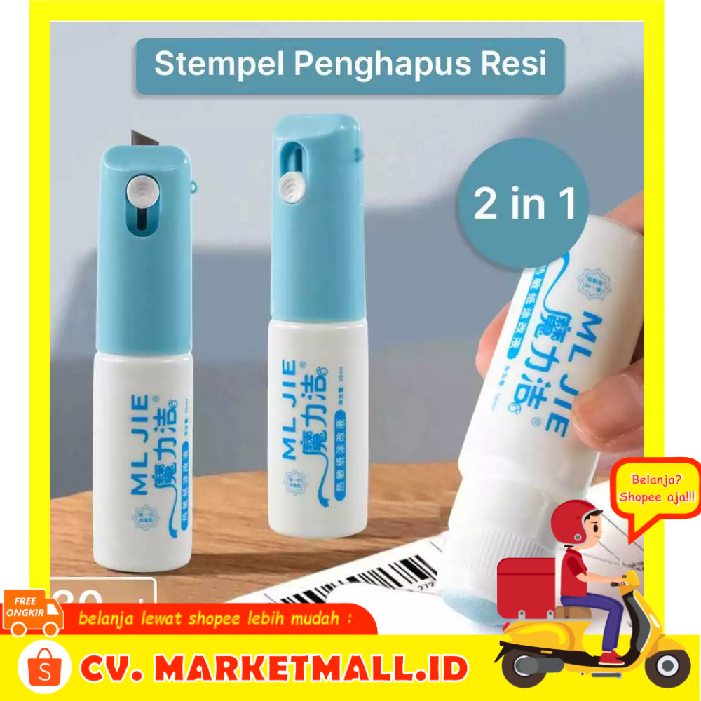 

Market Mall - 2 in 1 Stempel Penghapus Resi Cepat Kering Cutter Pembuka Paket - ML JIE ML-2