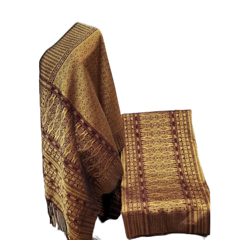 Songket Tumtuman Tanpa Sambungan Warna Gold