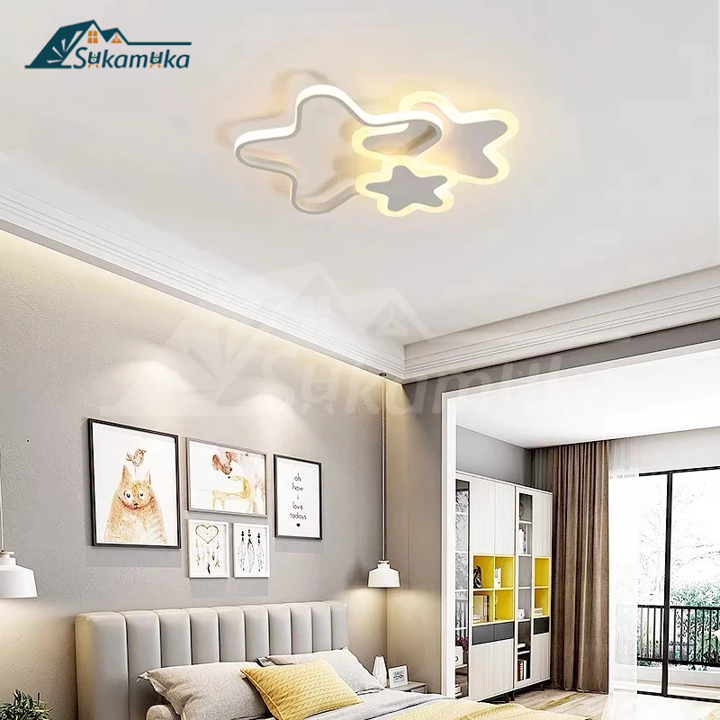 ⭐Siap & Bergaransi⭐Lampu Plafon Kamar Anak Bentuk Bintang 50cm Led 3 Warna Perlindungan Mata Lampu H