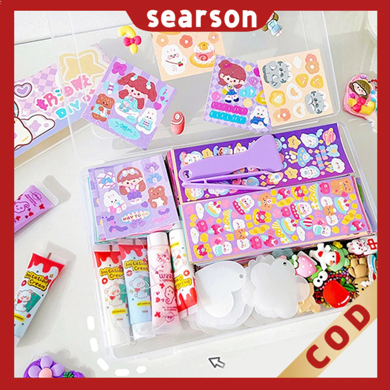 

【319PCS 】Kotak Indah Kartun Cream Gum Stiker Bahan Kartu Guka Siswa Deco DIY Decals Aksesoris Set