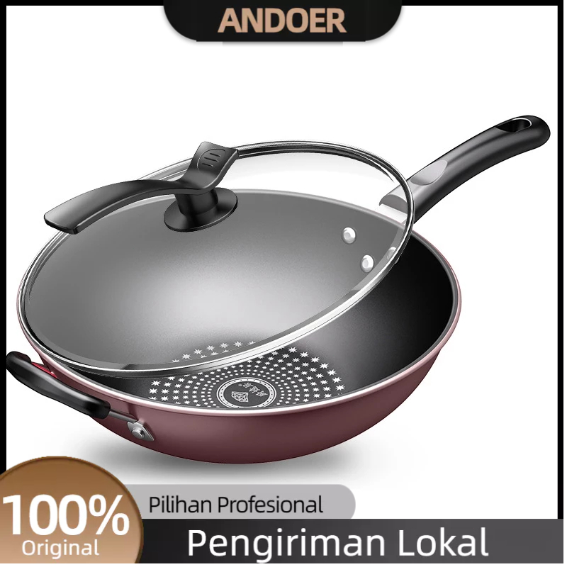 [LOKAL]Wajan anti lengket Wajan besi rumah tangga Kompor gas Kompor induksi Wajan khusus Panci 34 cm