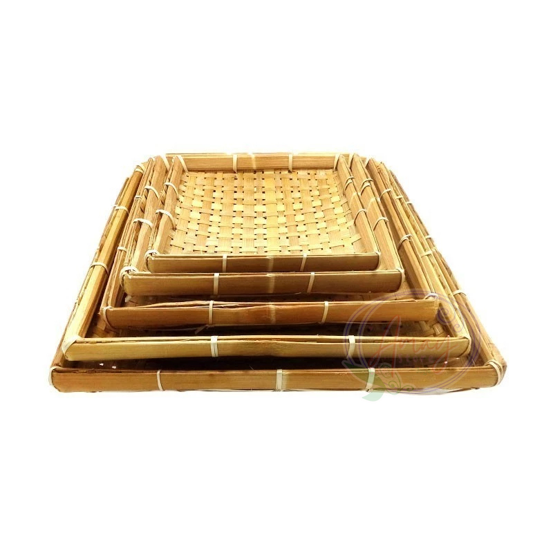 PROMO PIRING BAMBU KOTAK / PIRING LALAPAN GORENGAN BUMBU / ANYAMAN BAMBU