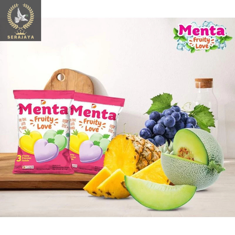 

PERMEN MENTA PEPPER MINT FRUITY LOVE BAG 60 Gr ISI 50 BUTIR