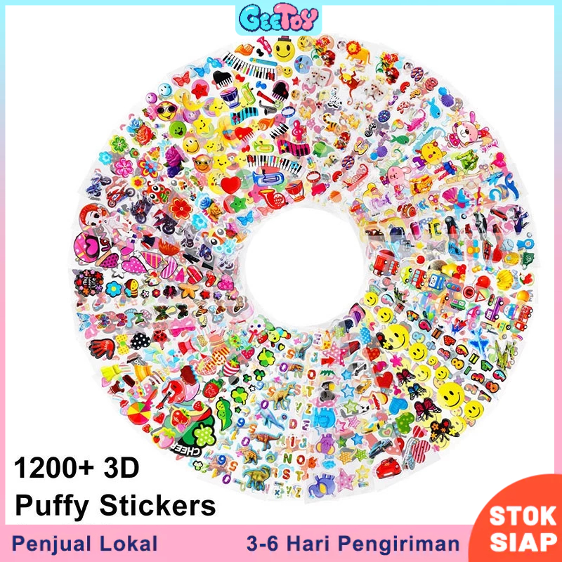 

GeeToy 10 Buah Stiker Tahan Air 3D Hadiah Stiker Puffy Lucu Warna-warni Untuk Hadiah Mainan Anak