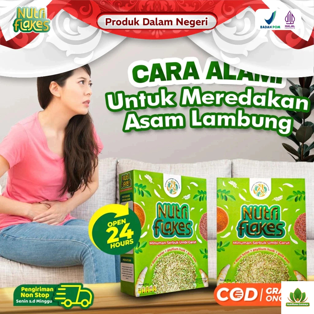 

Nutriflakes Paket 3 Box - Minuman Umbi Garut + Bahan Herbal Alami Ampuh Redakan Asam Lambung Halal Bpom Cod Toko Nutriflakes Original 3 pcs