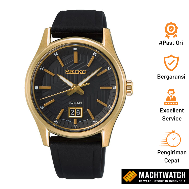 Jam Tangan Pria Seiko SUR560P1 Men Black Dial Black Silicone Strap