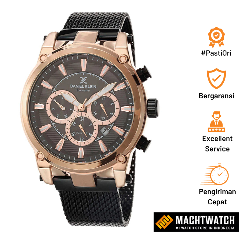 Jam Tangan Pria Daniel Klein Exclusive DK112457-5 Chronograph Dual Time Black Dial Black Stainless S