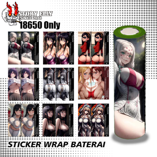 STORYELLY - Pelindung Baterai - Stikerskin Wrap Waifu Baterai 18650 Motif Anime