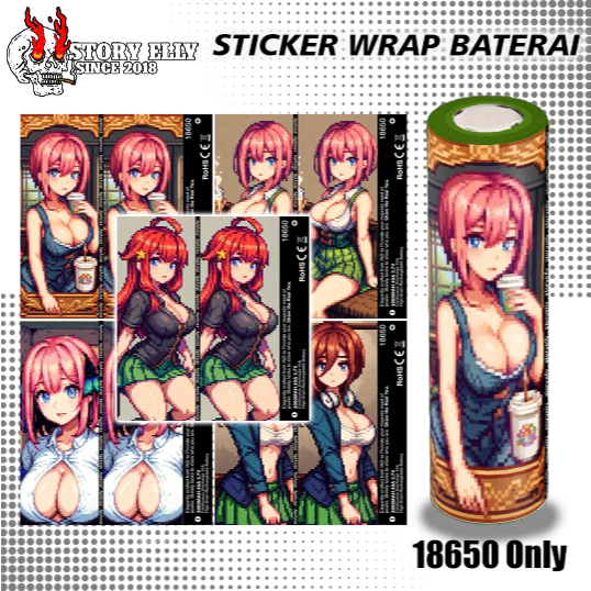 STORYELLY - Pelindung Baterai - Stikerskin Wrap Baterai 18650 Motif Anime