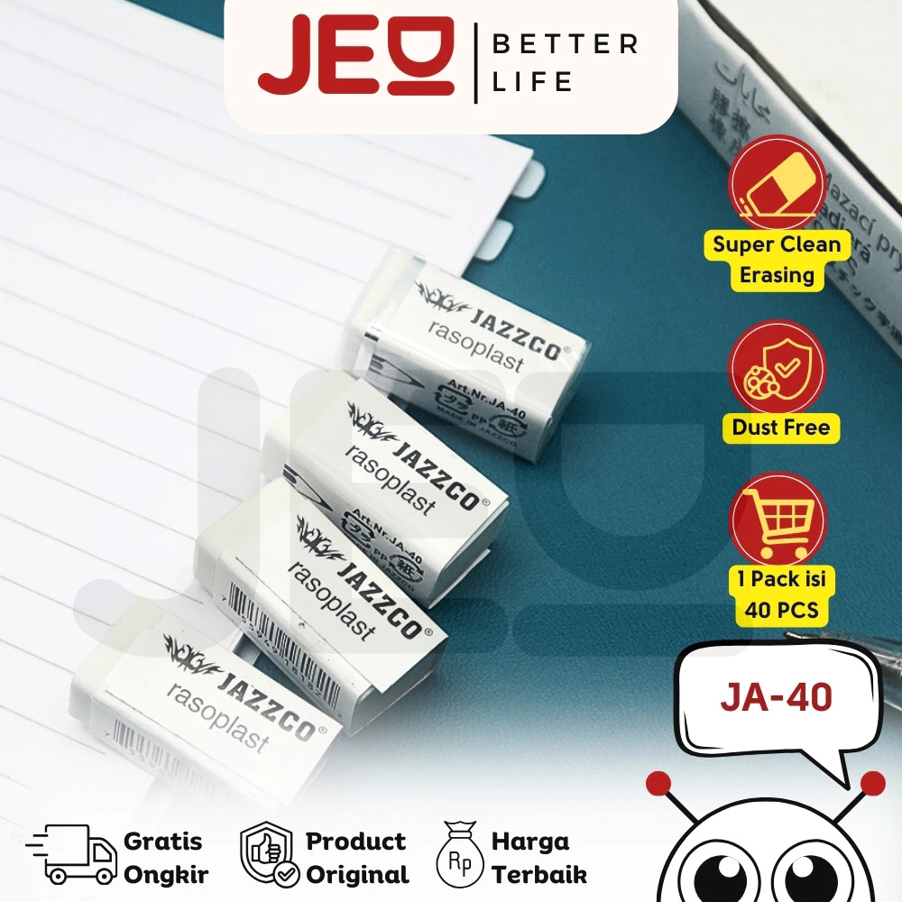 

1 box Eraser Penghapus Jazzco Putih Kecil JA-40 (40 Pcs)
