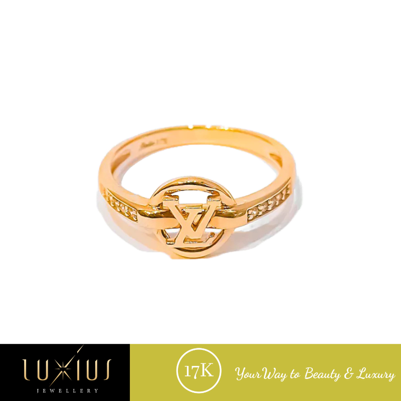Cincin Emas RoundLV Rosegold 17K Luxc0165 Luxius