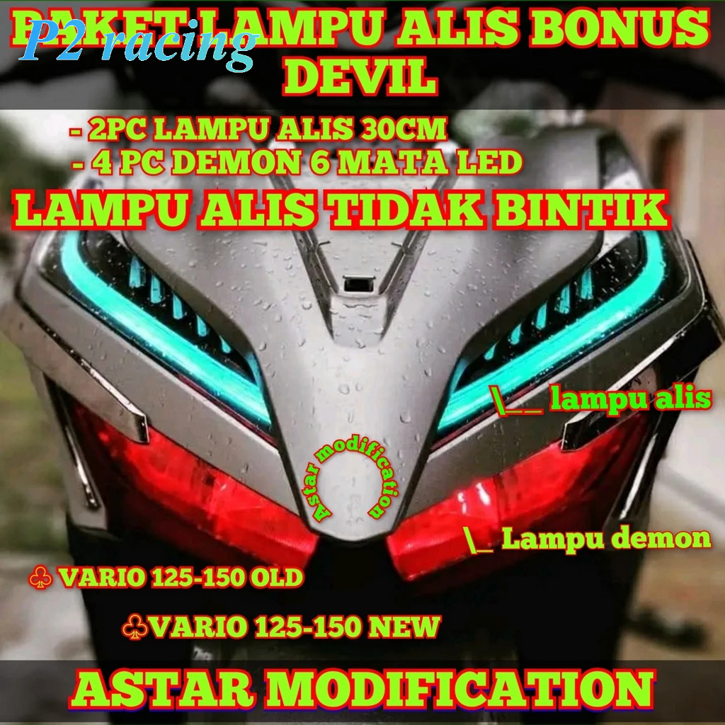 PAKET Lampu alis RUNING 2 mode bonus demon VARIO 125 150 OLD/NEW