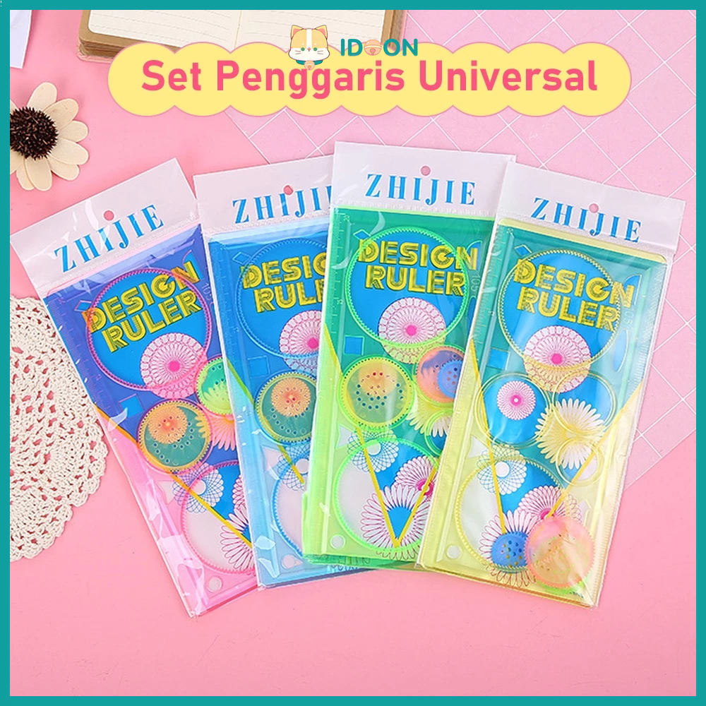 

IDOON Garisan Rotary Bunga Spirograph Geometrik Ruler Penggaris Rotary Pattern Ruler Design