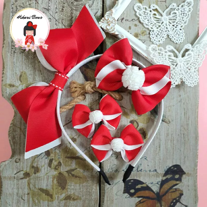 Hikaribows Jepit Rambut Pita Anak Merah Putih/Jepit rambut Merah Putih/Merah Putih Hairclip/Pita Mer