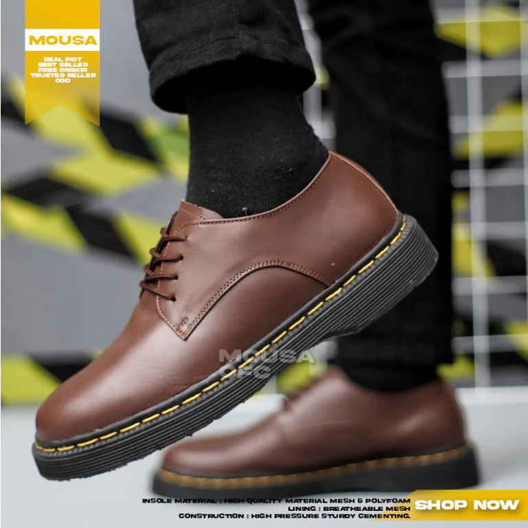 Sepatu Docmart Kulit Asli Low Boots Pria