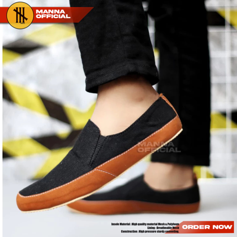 Sepatu Casual Hitam Slip-On Pria