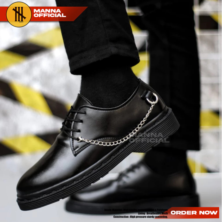LEONARDO - Sepatu Formal Hitam Docmart Pria Kerja