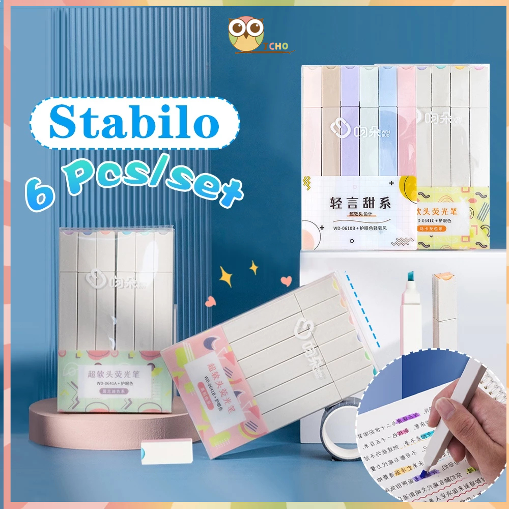 

JCHO Stabillo Warna Isi 6 Warna Stabilo Highlighter Pastel Pena Stabilo Aesthetic Alat Tulis Kantor