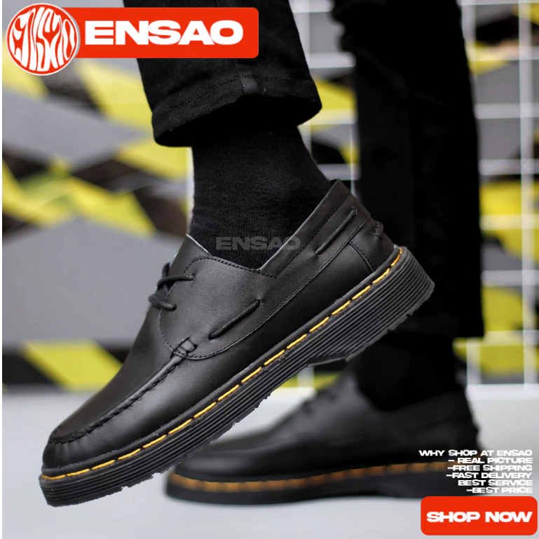 Sepatu Docmart Kulit Pantofel Hitam Kerja Pria