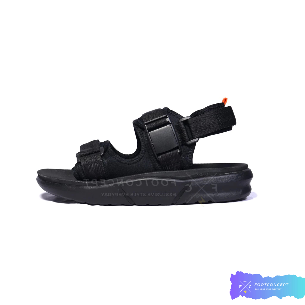 Aenka.id Footconcept Footwear Sandal Gunung Pria Wanita Kasual Kekinian Double Strap Fullblack Outsol TPR Premium Anti Slip Size 37-44