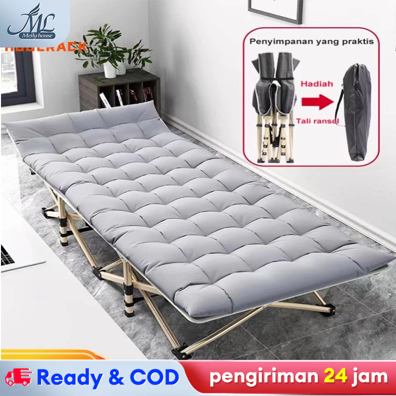 Tempat Tidur Lipat Ranjang Lipat Besi Folding Bed Kasur Lipat [Tidak Diperlukan Perakitan]