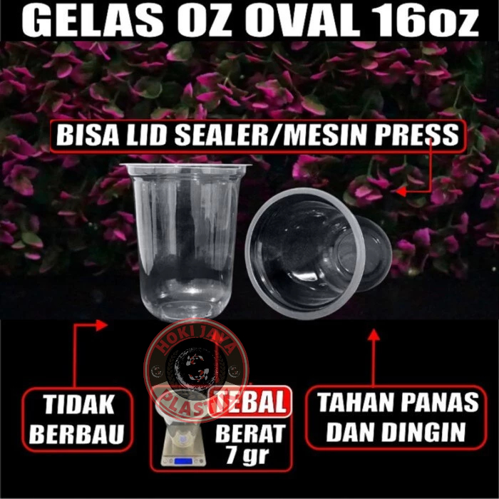 Gelas Plastik 16 oz - Cup oval Bulat - gelas cup oval 16 oz murah - gelas plastik round