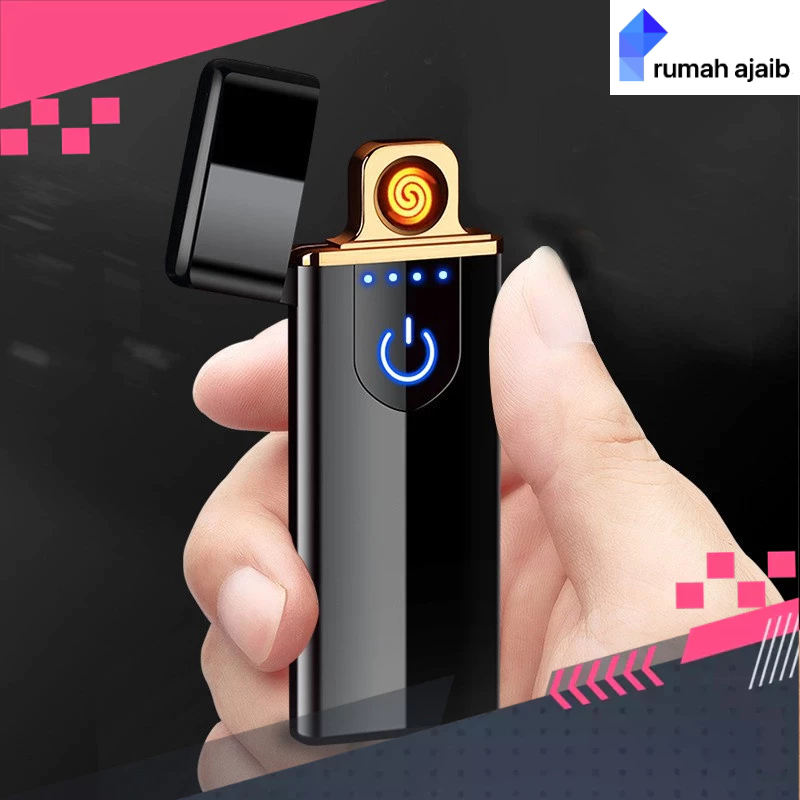 USB Rechargeable Touchscreen Elektronik Dual Pulse Arc Rokok Lighter Lighting Lebih Ringan