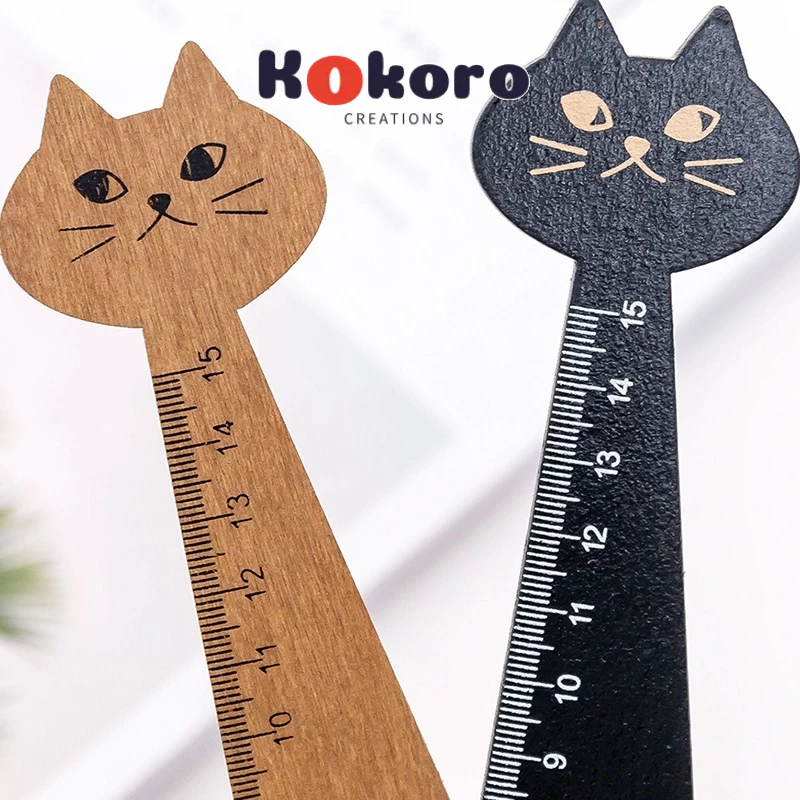 

KokoroCreations - [SK36] Penggaris sekolah Motif ruler kayu bentuk kucing lucu