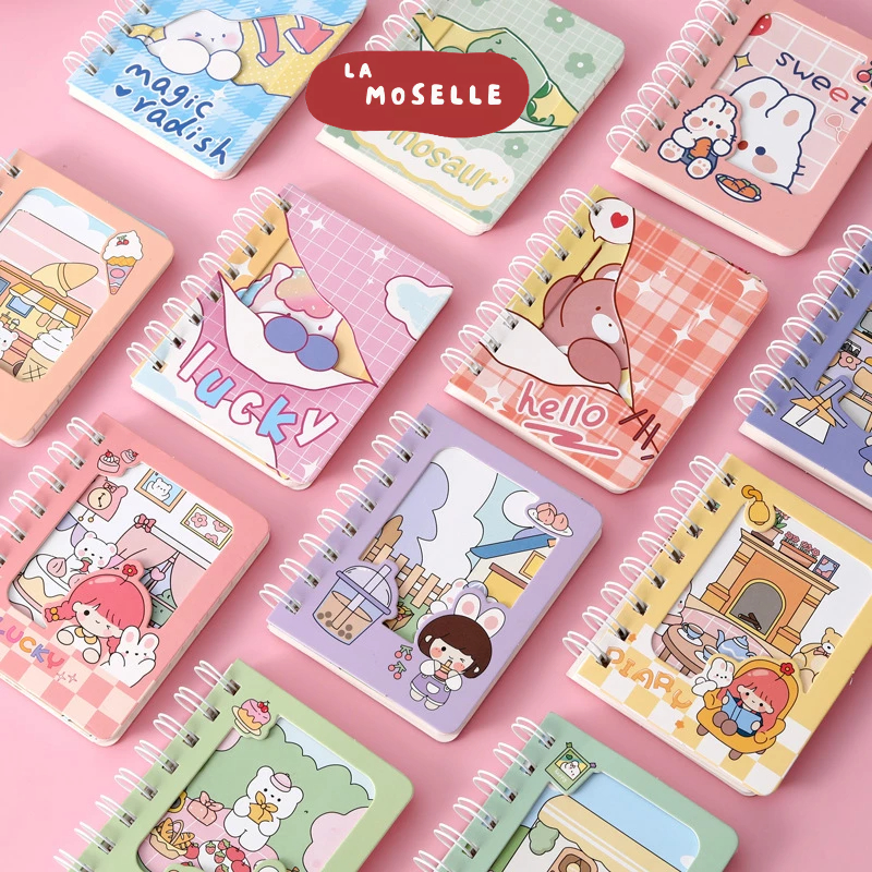 

La Moselle - [SK69] Buku tulis mini 3D mini ring motif A7 notebook / BUKU DIARY BOOK HARIAN / D mini a7 notepad catatan kecil buku saku karakter animal kartun anak cartoon cover side flip window