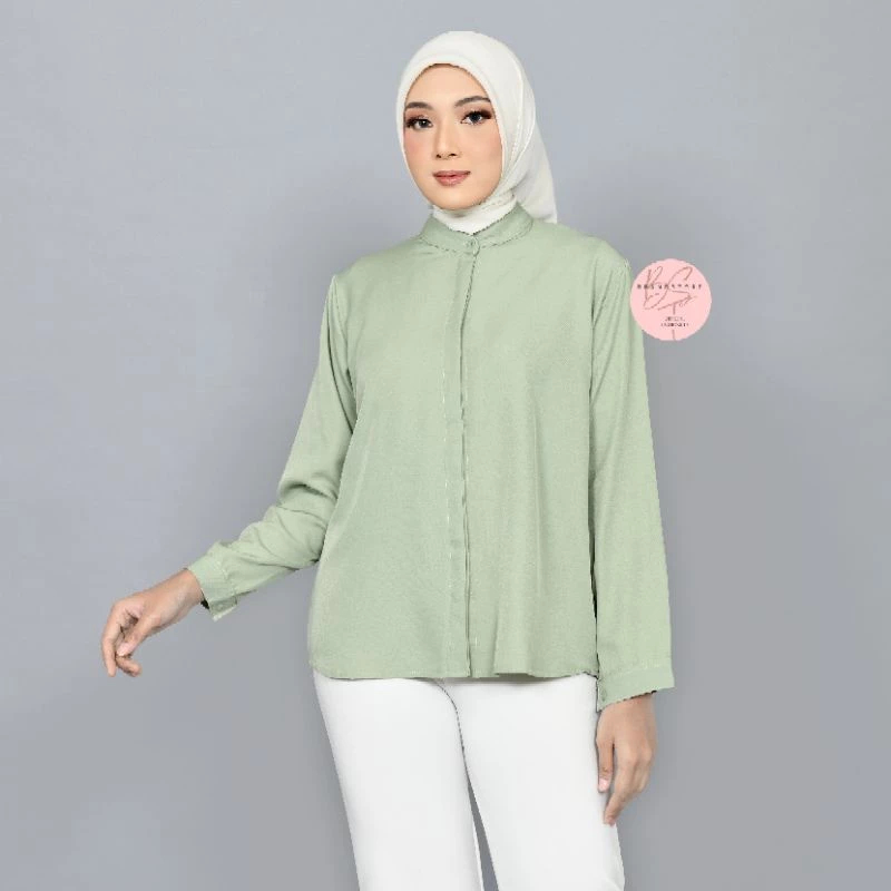 Maudy Top Kemeja Polos Wanita Oversize Kasual Shakila Botega