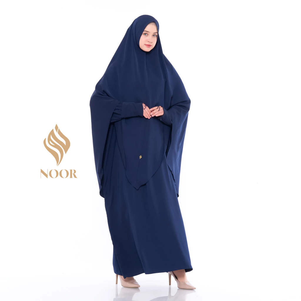 NOOR - Abaya Set Gamis Muslimah Nuha Khimar Syari Mauza Busui Fit XXXL