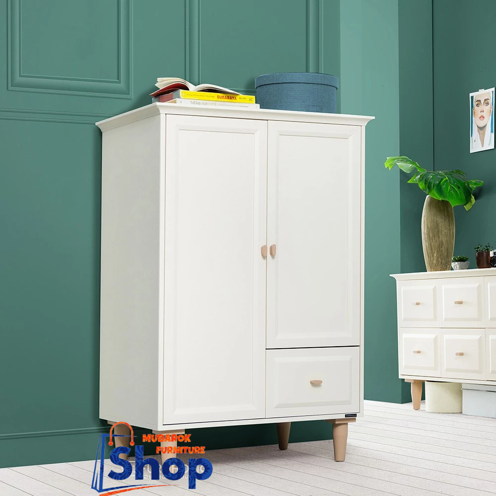 HANNAH MEDIUM WARDROBE | LEMARI PAKAIAN ANAK | LEMARI BAJU ANAK | LEMARI 2 PINTU MINIMALIS DENGAN LA