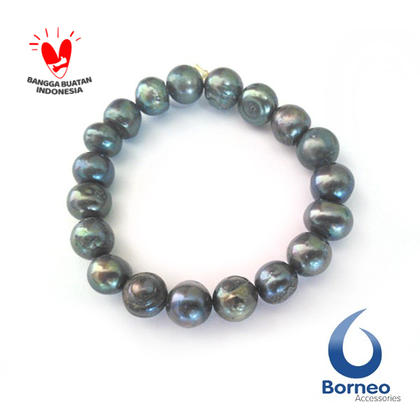 Gelang Mutiara Air Tawar Hitam Polos