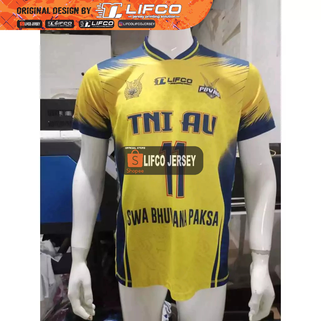 READY STOCK JERSEY VOLLEY BALL ORIGINAL LIFCO LIVOLI TNI AU YELLOW SERIES COWOK (TIDAK BISA CUSTOM N