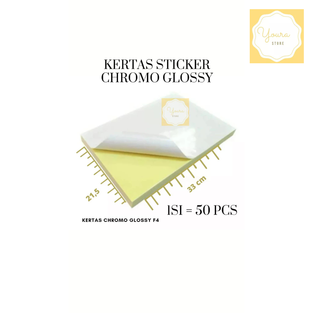 Kertas Sticker CHROMO Glossy F4 Isi 50 Lembar