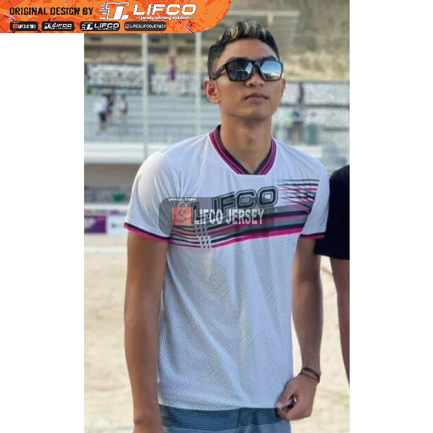 LIFCO ORIGINAL JERSEY SANTAI PUTIH KOMBINASI PINK HITAM