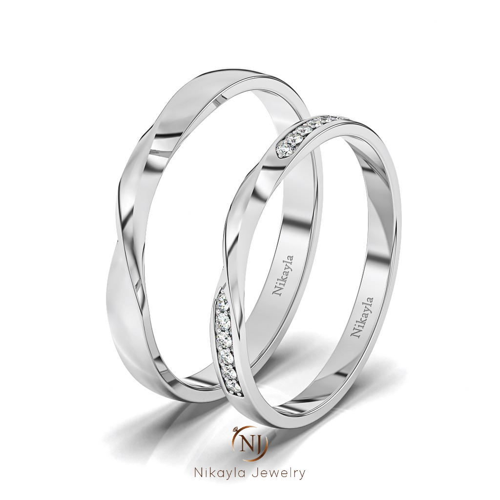 Nikayla Jewelry - Cincin Couple Tunangan Ori Bahan Emas 18 K