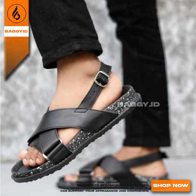Sandal Slide Pria Casual Sendal Selop Pria Distro Hitam