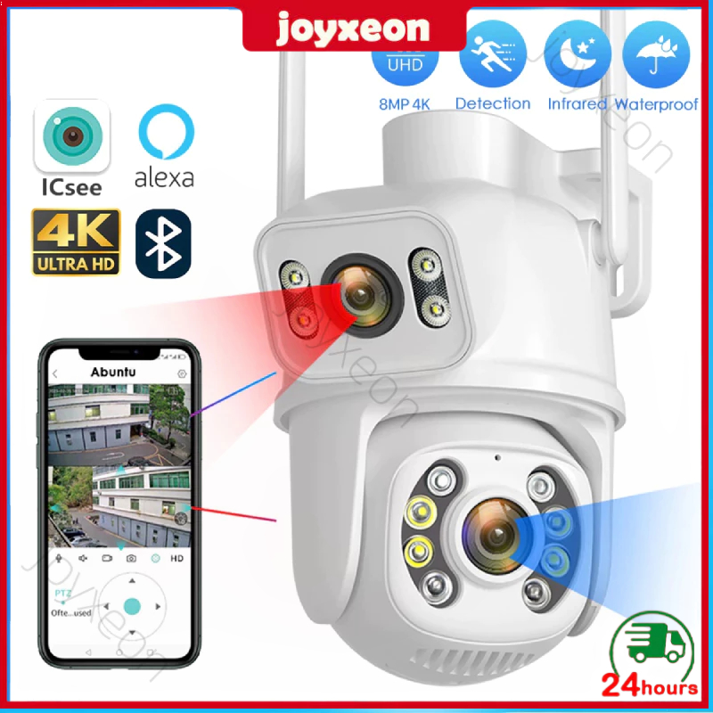 【COD】PUPIN CCTV WiFi Outdoor 6MP Dual Lens 360° PTZ IP Camera WIFI Outdoor Kamera CCTV Waterproof HP Jarak Jauh