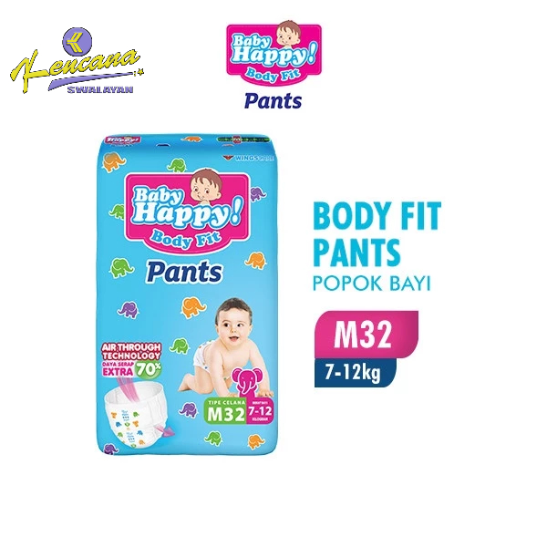 Baby Happy Popok Bayi Body Fit Pants M 32 - Popok Bayi Celana Baby Happy M 32