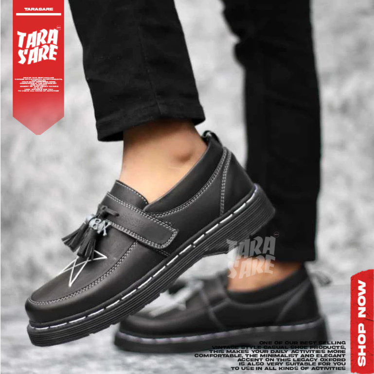 OKAFOR - Sepatu Loafers Docmart Pantofel Hitam Pria Bintang