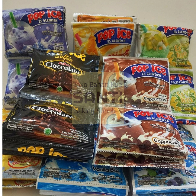 

Pop Ice | Minuman Serbuk Drink Powder Aneka Rasa | 1 Renceng isi 10 Sachet