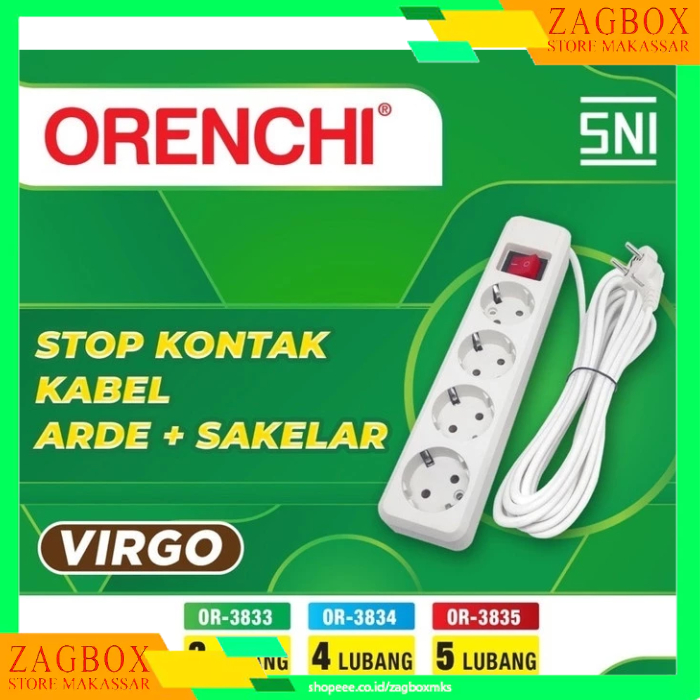 Orenchi Stop Kontak + Kabel 4 / 5 Lubang Virgo OR-3835 10 Meter