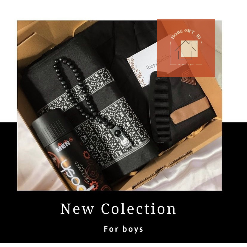 Hampers Gift Box Alat Shalat Cowok Edisi Hitam/Hampers Gift Box Cowok/ Hampers Gift Box Boys/ Kado U