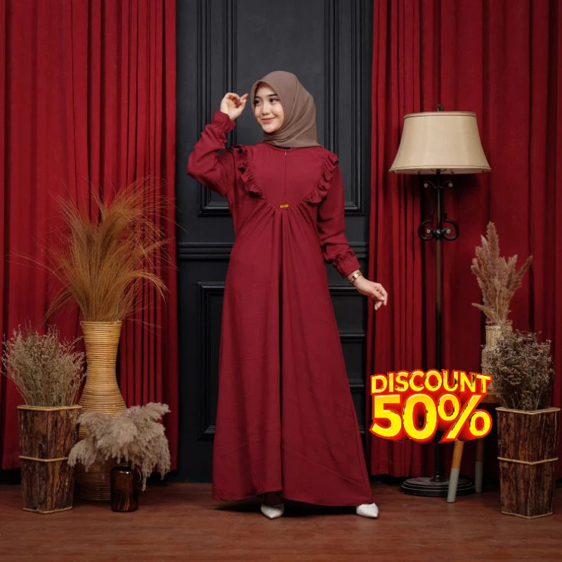 Mahira Dres Gamis Jumbo Crinkle Airflow Premium Super Tebal Busui Frendly / Gamis Crinkle Airflow Pr